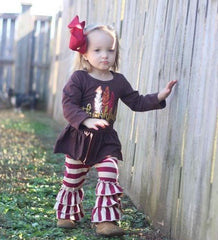 1- 6 Years Girls Thanksgiving Dress Tops + Ruffle Pants