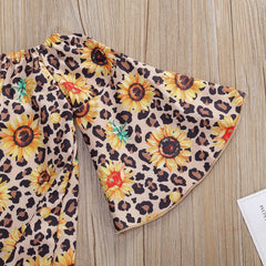 2 Pcs Girls Sunflower Pullover + Trousers