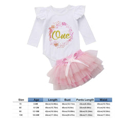 2 Pcs Baby Girls Romper + Tutu Skirt