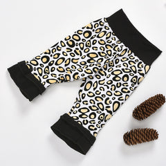 4 Pcs Mama's Bestie Baby Girls Romper + Leopard Splicing Pants, Hairband & Hat