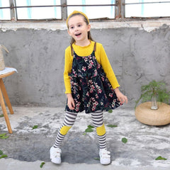 2PCS/Set Girls T-shirt + Floral Belt Skirt