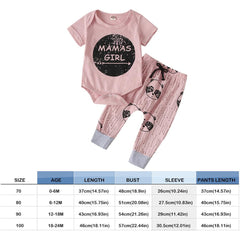 2 Pcs "MAMAS GIRL" Baby Girl Romper + Pants Suit