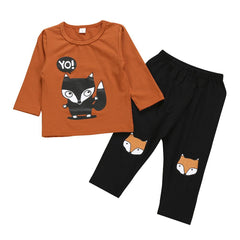 2 Pcs Baby Boys Fox Tops and Pants Set