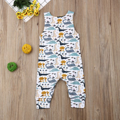 0-24 Months Baby Boy Cartoon Dinosaur Jumpsuit