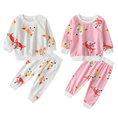 2pcs 9M-4T Baby Girls Fox Jumper + Pants