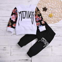 2 Pcs Boys Floral Sweatshirt + Pants