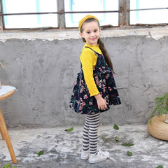 2PCS/Set Girls T-shirt + Floral Belt Skirt