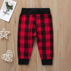 2 Pcs Baby Boy Leisure Bow Romper + Plaid Pants Suits