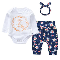 3 Pcs  Baby Girl Flowers Set