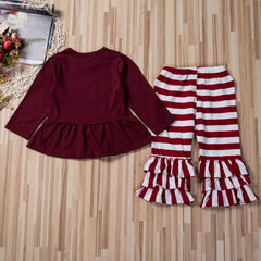 1- 6 Years Girls Thanksgiving Dress Tops + Ruffle Pants