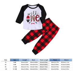 2 Pcs Baby Tops + Plaid Pants Suit