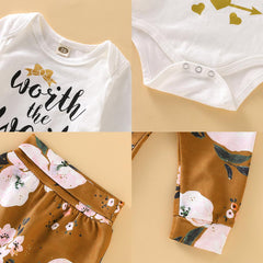 3 Pcs  Baby Girl Flowers Set