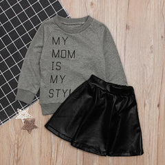 "MY MOM IS MY STYLIST" 2 Pcs Girls Short + Skirt