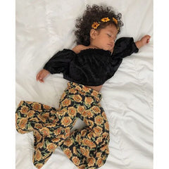 1-6T Baby Girls Off Shoulder + Sunflower Pants