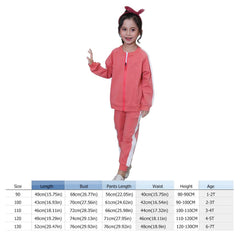 2 Pcs Girls Zipper Tops + Pants Sets