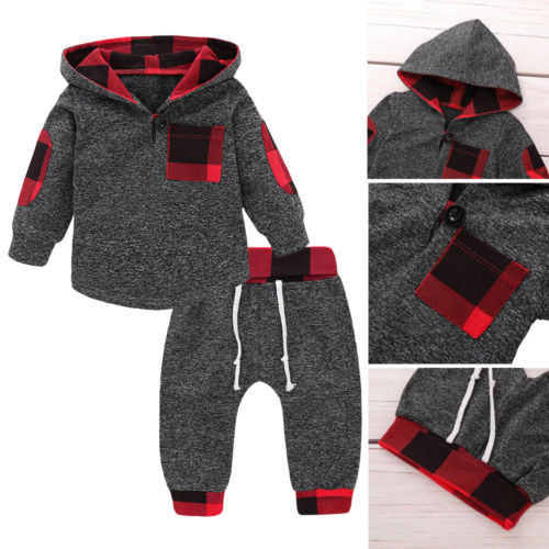 2Pcs Baby Unisex Clothes  Hooded Sweatshirts +Pants