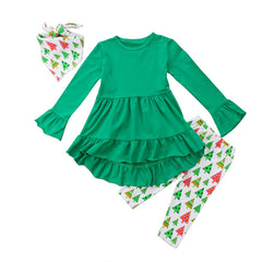 Christmas Baby Girls Tops + Pants + Headband