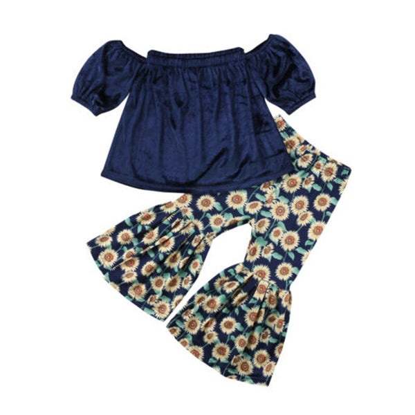 1-6T Baby Girls Off Shoulder + Sunflower Pants