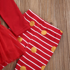 2PCS Baby Girls Xmas Tops Dress + Pants Sets