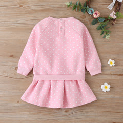 2Pcs Deer Pink Top + Skirt