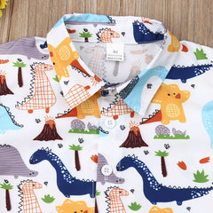 2 Pcs Boys Dinosaur Shirts + Shorts Summer Set