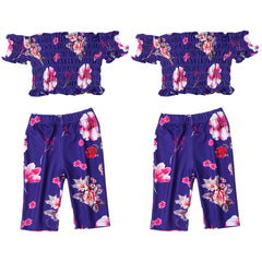 2 Pcs Girls Floral T-Shirt + Pants