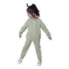 2 Pcs Girls Zipper Tops + Pants Sets