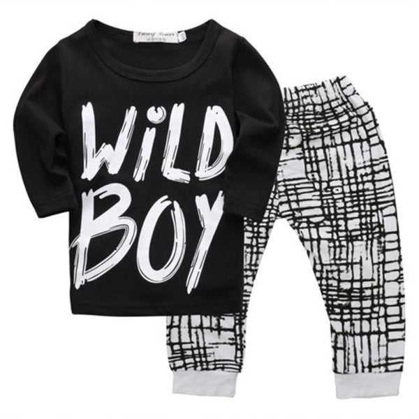 2 Pcs "WILD BOY" Baby Boys Tops+Pants Outfits