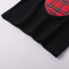 2 Pcs Girls Plaid Heart Tops + Skirt