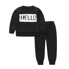 HELLO BYE Hooded Tops + Pants Set