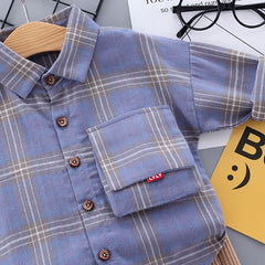 0-5 Years Boys Plaid Pattern Shirt + Trousers