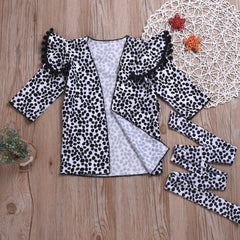 3 Pcs Girls Leopard Swimsuit