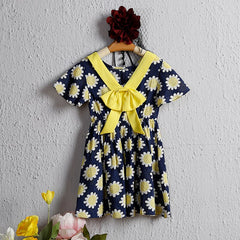 Sunflower Bowknot Baby Girl Summer Dress