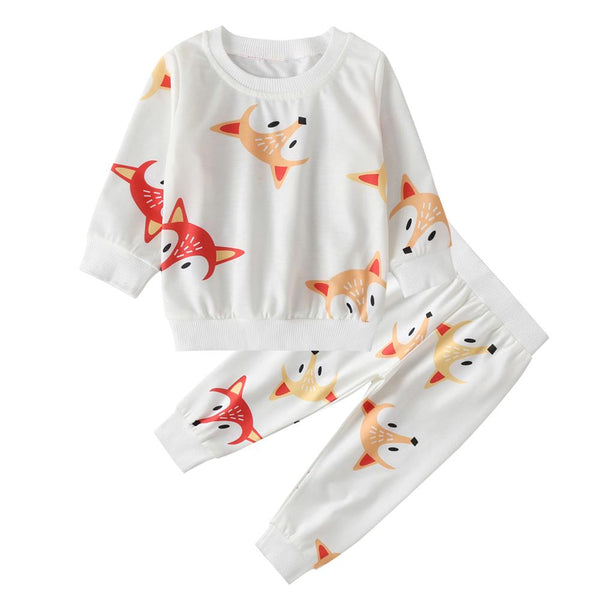 2pcs 9M-4T Baby Girls Fox Jumper + Pants