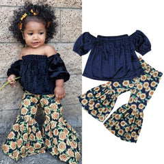 1-6T Baby Girls Off Shoulder + Sunflower Pants