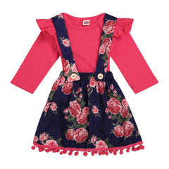 2 Pcs Baby Girl Rompers + Suspender Skirt