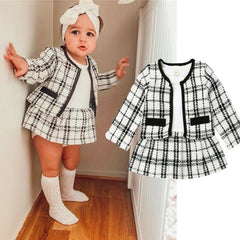 0-6 Years 2Pcs  Girls Plaids Coat Tops + Dress