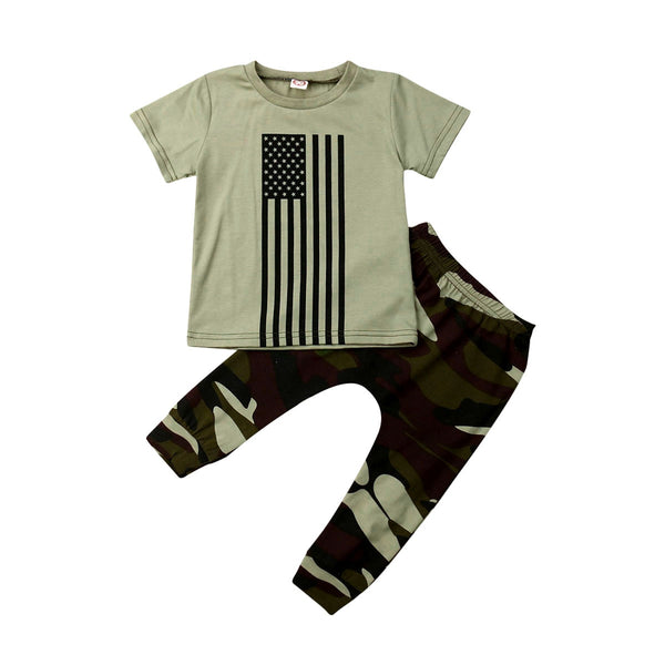 Boys Summer T-Shirts + Camouflage Pants Outfits