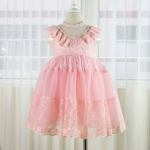 Girls Tutu Lace Pink Dress