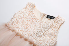 Girls Mesh Pearls Dress