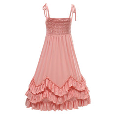 Girls Ruffles Pink Halter Dress