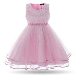 Girls Mesh Pearls Dress