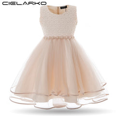 Girls Mesh Pearls Dress