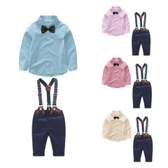 Baby Boys Gentleman Shirts + Suspender Pants