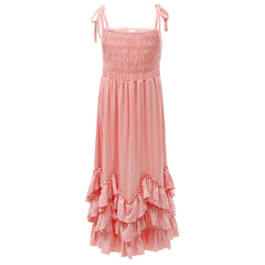 Girls Ruffles Pink Halter Dress