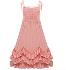 Girls Ruffles Pink Halter Dress