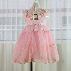 Girls Tutu Lace Pink Dress