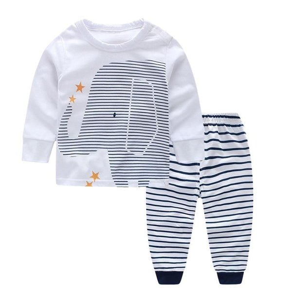 Boys Elephant Tops + Striped Pants