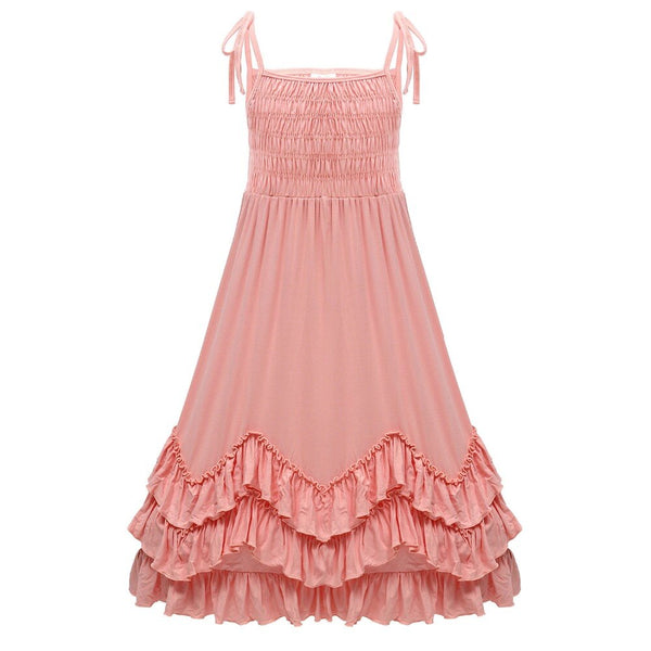 Girls Ruffles Pink Halter Dress