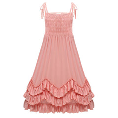 Girls Ruffles Pink Halter Dress